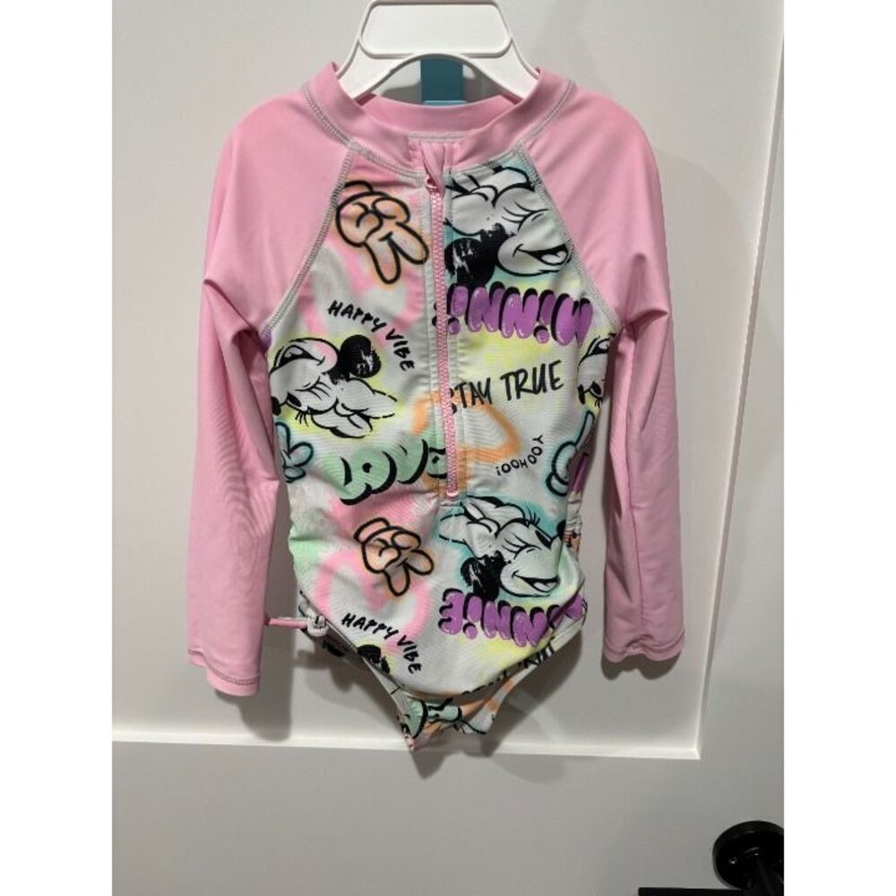 Disney Minnie Mouse Girls Rash Guard Swimsuit 3T Jumping Beans Long Sleeve